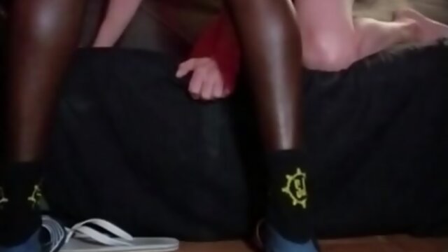 Nice young teenager ebony breed crossdresser white finish with creampie