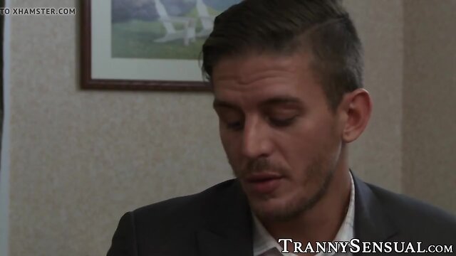 Latino ts sucks her lovers pecker before fucking him