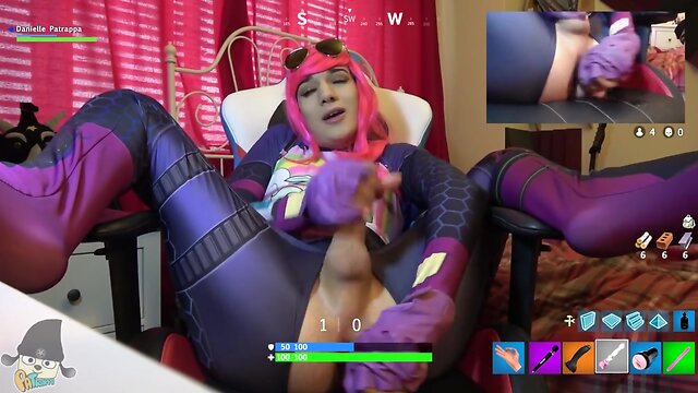 Brite Bomber from Fortnite uses her full inventory of toys