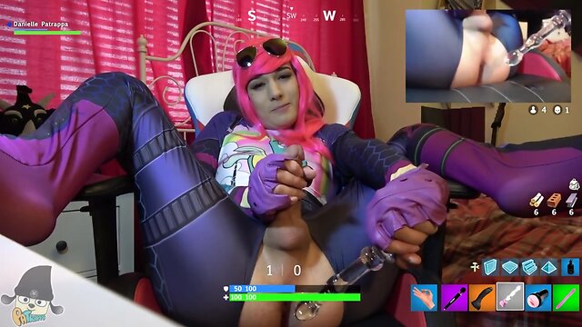 Brite Bomber from Fortnite uses her full inventory of toys