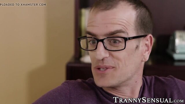 Beauteous shemale Casey Kisses slammed after giving fellatio