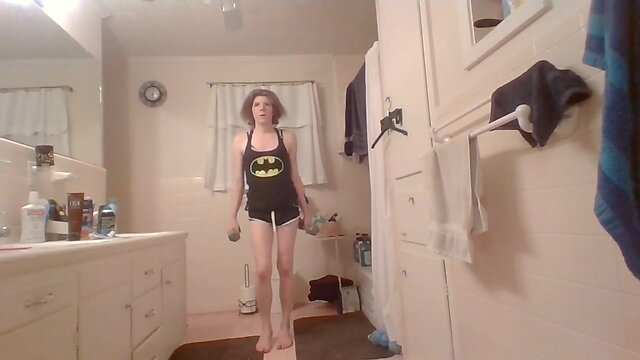 Transwoman working out