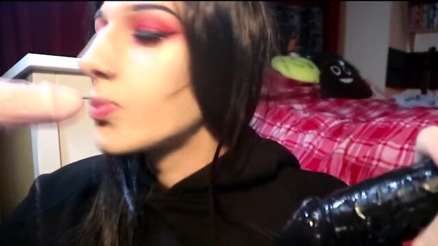 Goth T-Girl Is Possessed by Penis