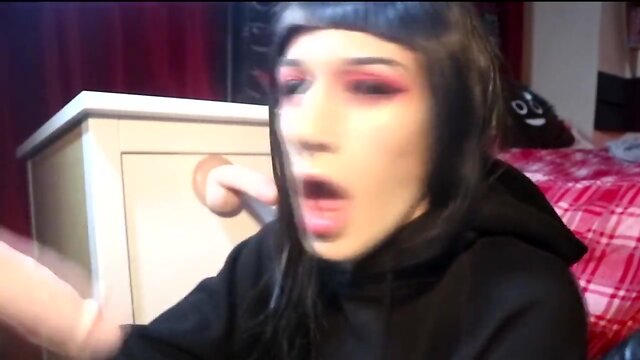 Goth T-Girl Is Possessed by Penis