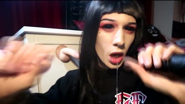 Goth T-Girl Is Possessed by Penis