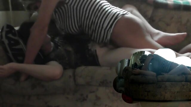 Two sexy TG's fuck on couch.