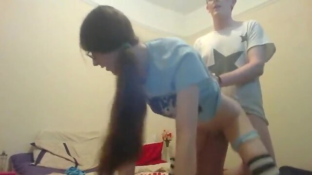 Nerdy teeny fucks his CD sissy