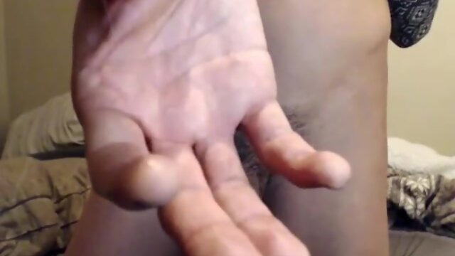 Crossdresser Katie jerk her enormous penis and lots of precum play