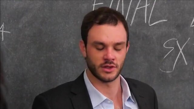 Oriental schoolgirl drilled by teacher