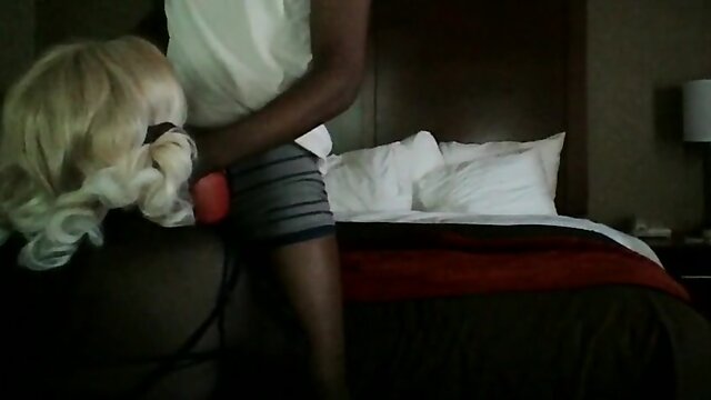 Mature Woman in Lingerie & Stockings Gives Passionate Interracial Blowjob