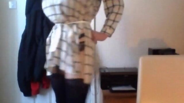 Yolana Demontfort crossdresser TRANNY Pops Out of Check Dress