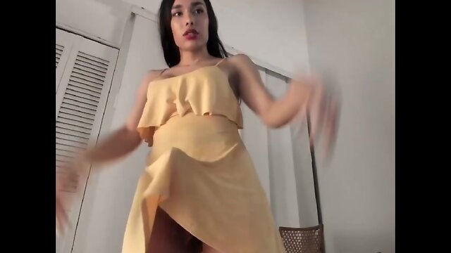 Schlong under dress yummy transsexual