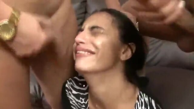 Two she-males spiting and mouth fucking  slave girl fefe