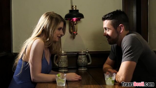 Thick white guy enjoys cute trans baby and girlfriend