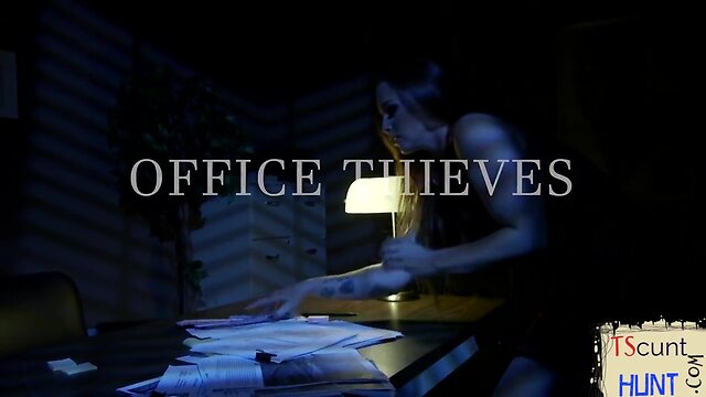 Tattooed transgender babe drills pussy