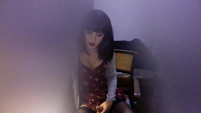 Very cute transsexual masturbates huge penis on web webcam pt. 4