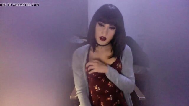 Very cute t-girl strokes massive cock on web cam pt. 3