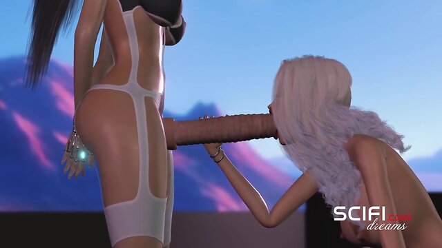 Sultry sex cyborg dickgirl fucks teenager baby in the space station