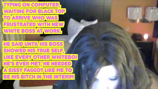 Hung bbc easily turns white CD faggot into his slut