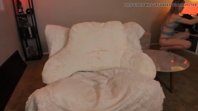 Cute blond transsexual plays her pecker