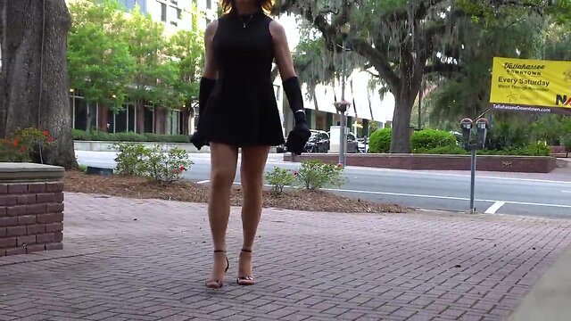 Crossing the River for Mature Amateur Outdoor Solo Porn in Lingerie and Stockings