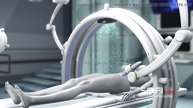 Sci-fi woman android fucks an alien in the space station