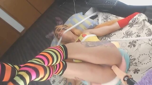 Ts non stop machine fucking and cum