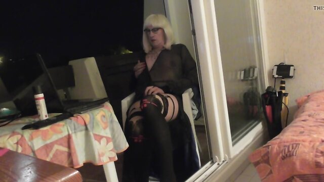 Sonia so excited on balcony