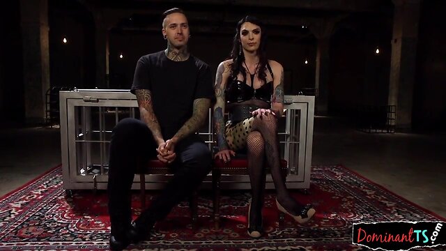 Tattooed tranny domina anally punishing her sub