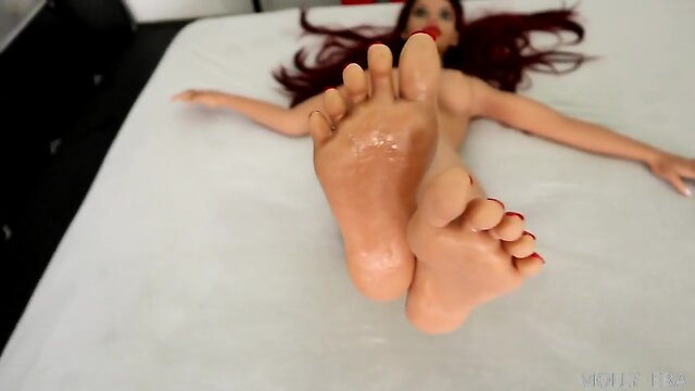 Footjob silicone girlfriend