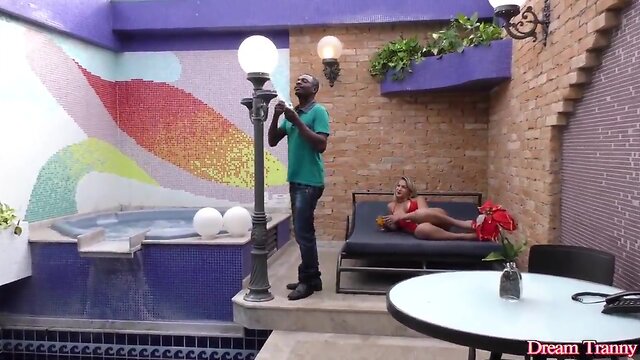 Blond transsexual pamela lenvisk gets pummeled hard with a bbc