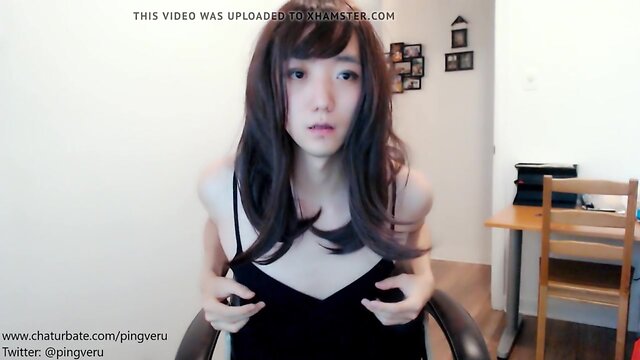 Pretty CD pingveru strokes, chastity, forbidden to cum