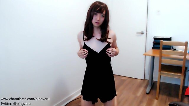 Pretty CD pingveru strokes, chastity, forbidden to cum