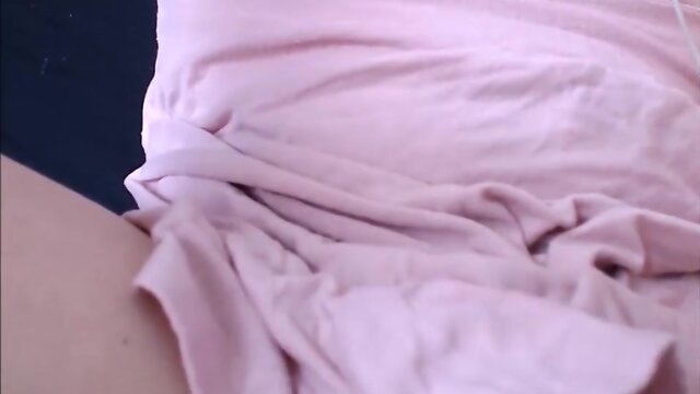 Thin blonde shemale masturbating on her cam show