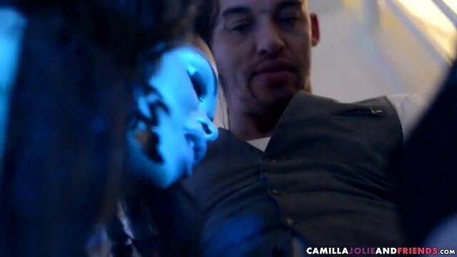 Chesty transsexual fucks pussy