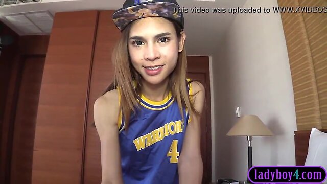 Tomboy tran teenager masturbation and condomless anal fucking