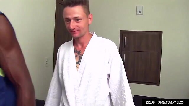 Double anal penetration for redheaded ladyboy fernanda cristine