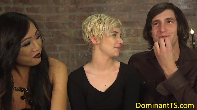 Venus Lux Dominates Two Submissive Tgirls in a Latex-Clad Threesome