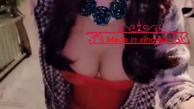 Sexy chinese tv xingzifei wearing red siamese stockings crazy exposed