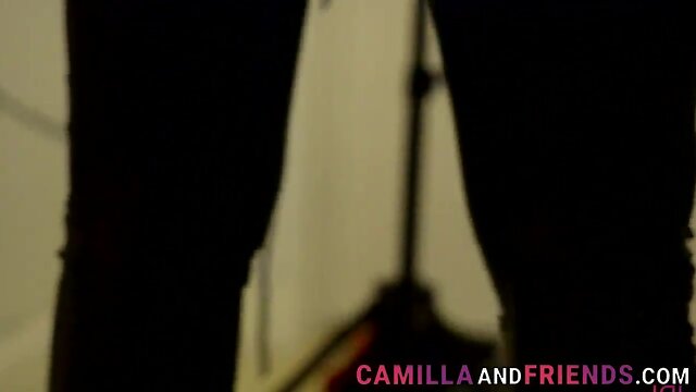 Underwear clad t-girl bangs babe