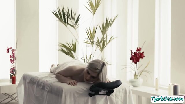 Shemale masseuse bangs she-male clients butthole