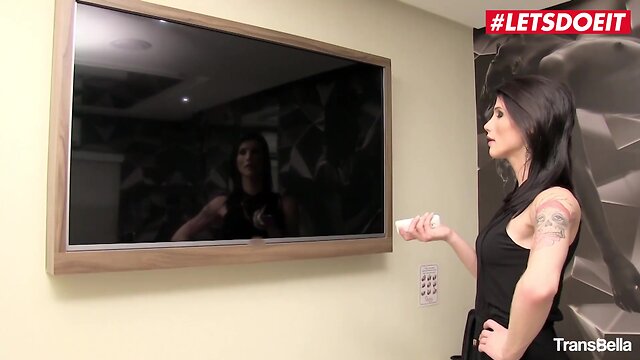 Letsdoeit - chesty brunette t-girl fucks a latina stud