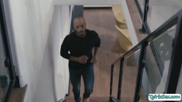 Ladyboy aubrey kate analed by her ebony neighbor