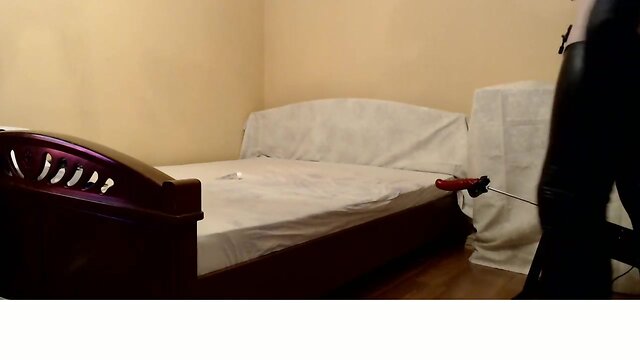 Amateurish pervert sissy ally in latex prepares for games sex machine part 1