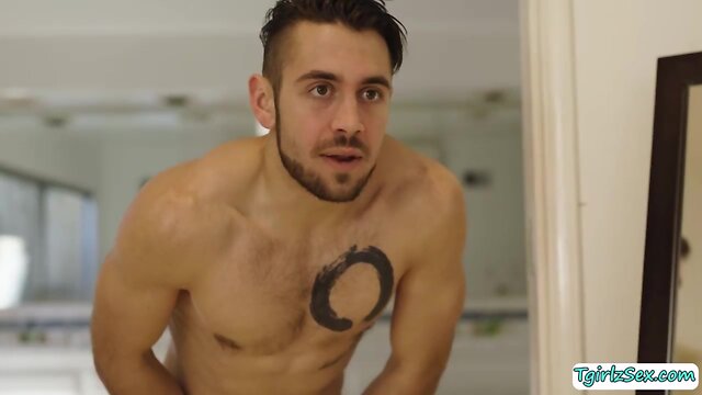 Eroused she-male analed her new neighbor