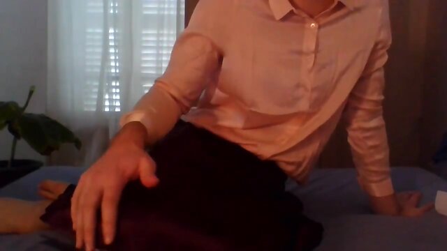 Pretty schoolgirl CD in silk back home for some fun