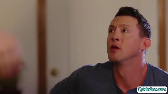 Sexy tran casey kisses slurps studs prick