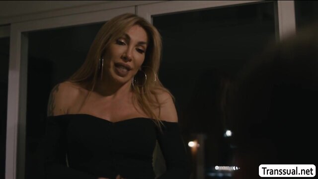 Stepson didnt expect tgirl eva will come to fuck