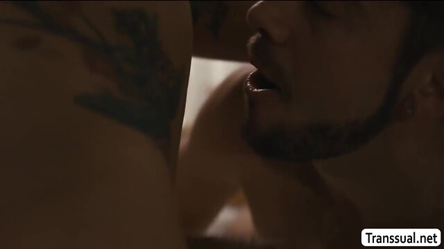 Stepson didnt expect tgirl eva will come to fuck