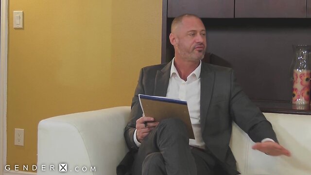 Therapist's transgender assistant fucks closed minded patient - genderx